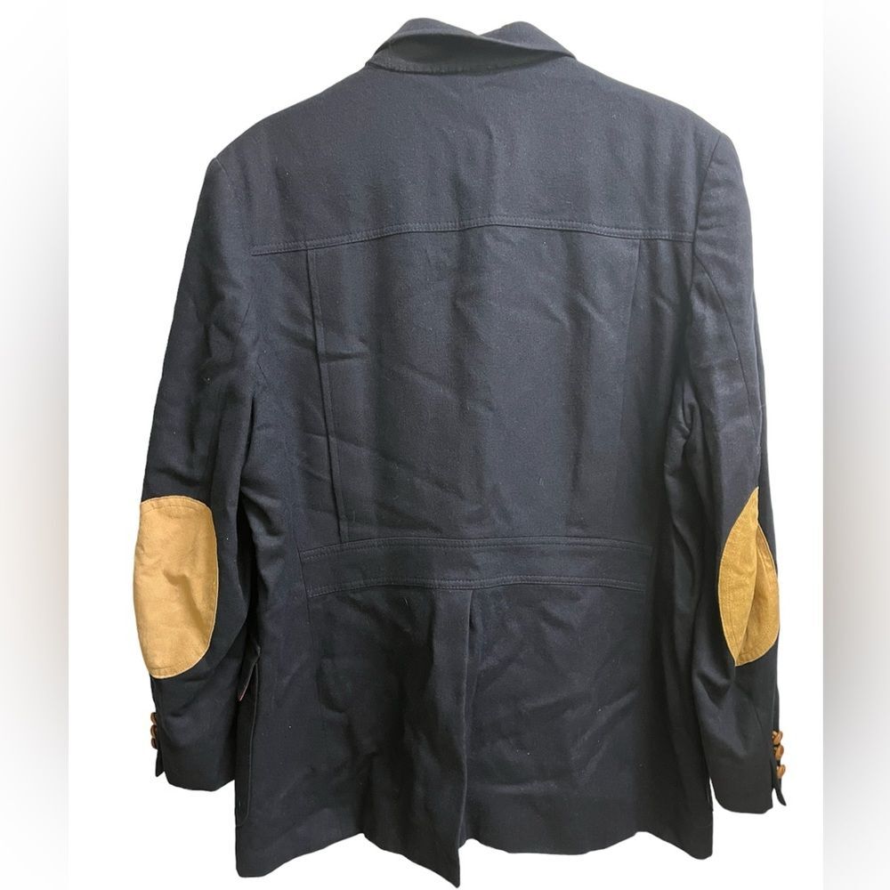VTG Pendleton 100% Wool Navy Blue Structured Blazer w/ Suede Elbow Patches SZ 46 - Picture 2 of 8